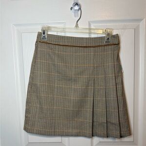 Skies Are Blue Tan Plaid A-Line Skirt